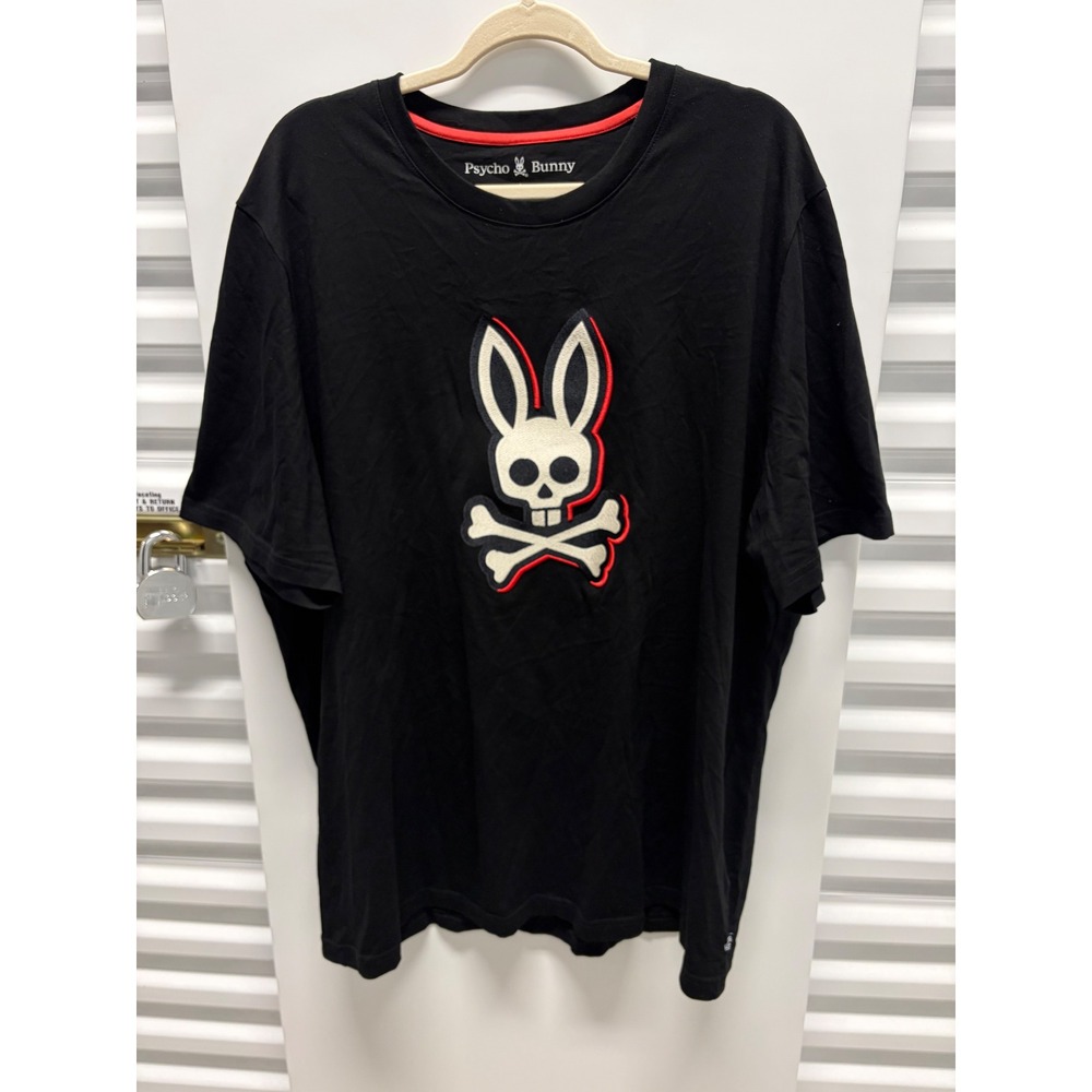 Psycho Bunny TShirt Mens Size 9 XXL Black Good Embroidered Skull Crossbones Logo